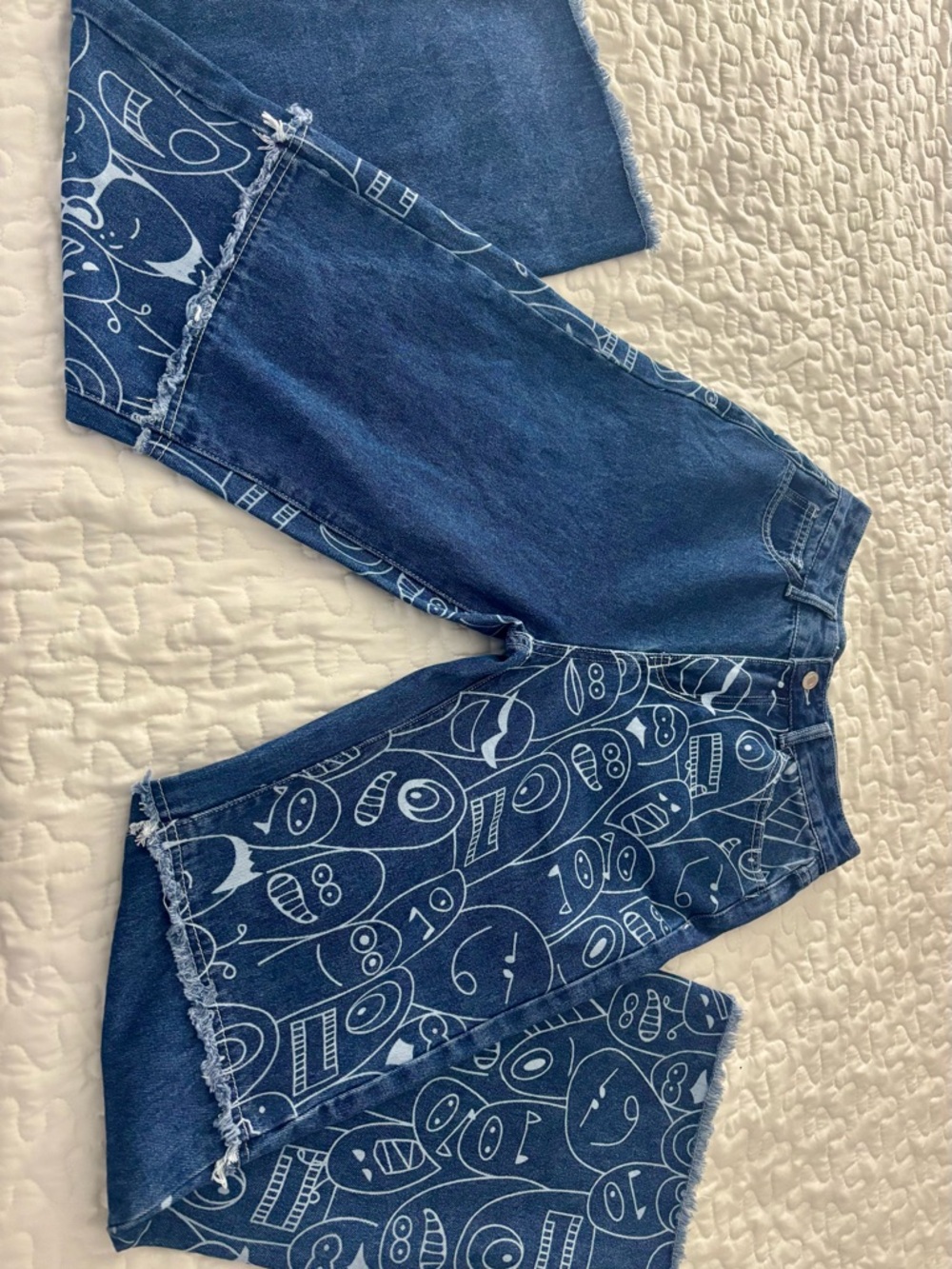 SHEIN Blue Patterned Boyfriend Jeans